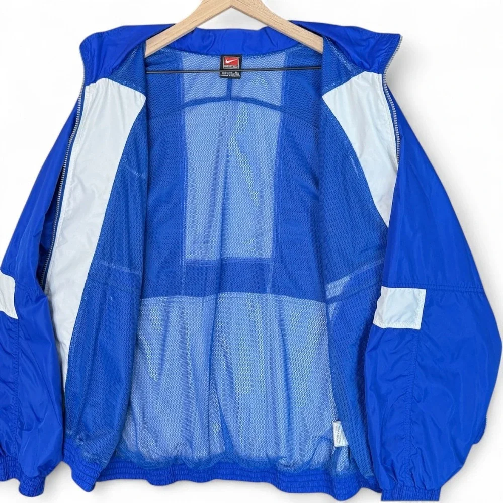 VTG Nike Team Windbreaker Jacket Full Zip Blue White 90s Colorblock Retro Men XL